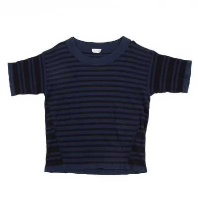 SONIA RYKIEL Cotton Switching Design Striped T Shirt