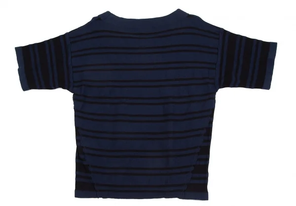SONIA RYKIEL Cotton Switching Design Striped T Shirt K-130684_006