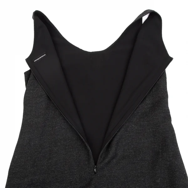 エンポリオアルマーニEMPORIO ARMANI ポリウールフラップポケットワンピース チャコール38 K-130701_010