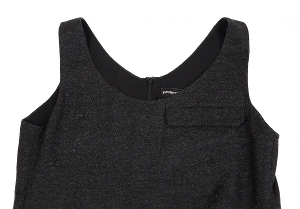 エンポリオアルマーニEMPORIO ARMANI ポリウールフラップポケットワンピース チャコール38 K-130701_003