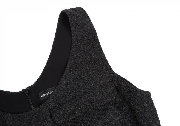 エンポリオアルマーニEMPORIO ARMANI ポリウールフラップポケットワンピース チャコール38 K-130701_005