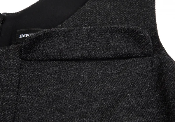 エンポリオアルマーニEMPORIO ARMANI ポリウールフラップポケットワンピース チャコール38 K-130701_006