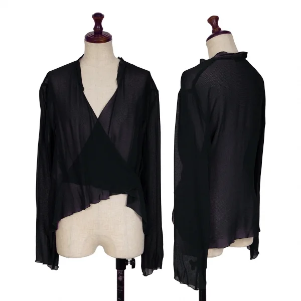 EMPORIO ARMANI See-through Rayon Cachecoeur Top Navy 40 K-130705_001
