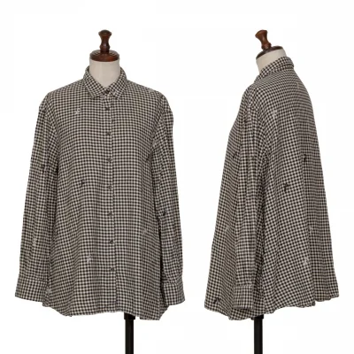 Mademoiselle NON NON Point Embroidery Gingham Check Shirt