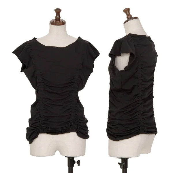 SENSOUNICO Cotton Gather Sleeveless Shirt Black 38 K-130801_001