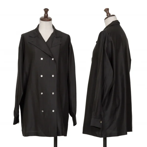 ISSEY MIYAKE Silk Wool Double Long Sleeve Shirt Black M K-130813_001