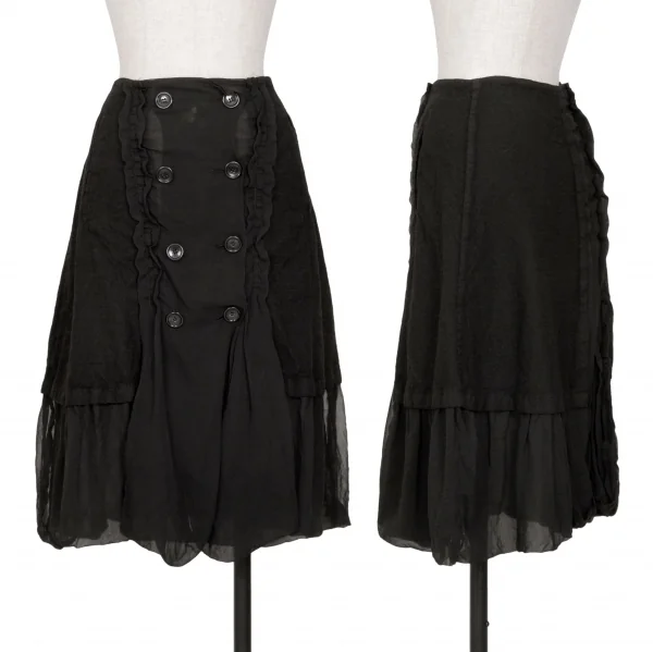 tricot COMME des GARCONS Fulling Wool & Chiffon Skirt Black S K-130826_001