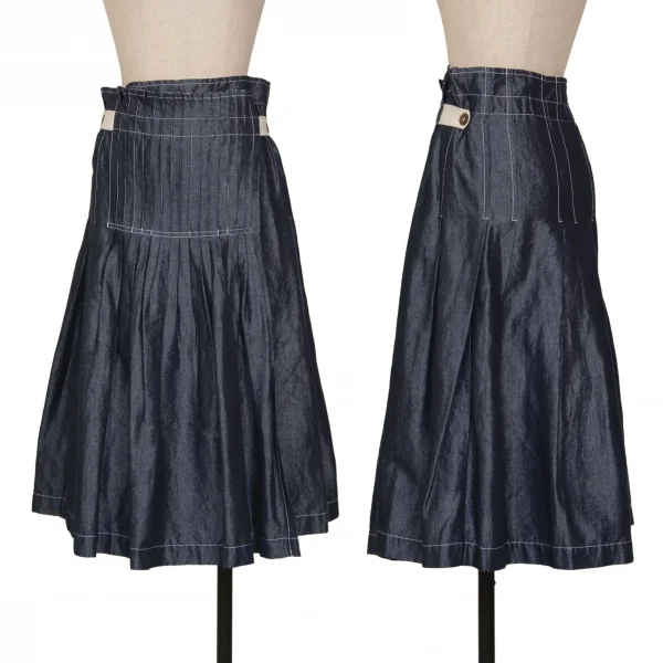 tricot COMME des GARCONS Washed Pleats Wrap Skirt Navy S K-130828_001