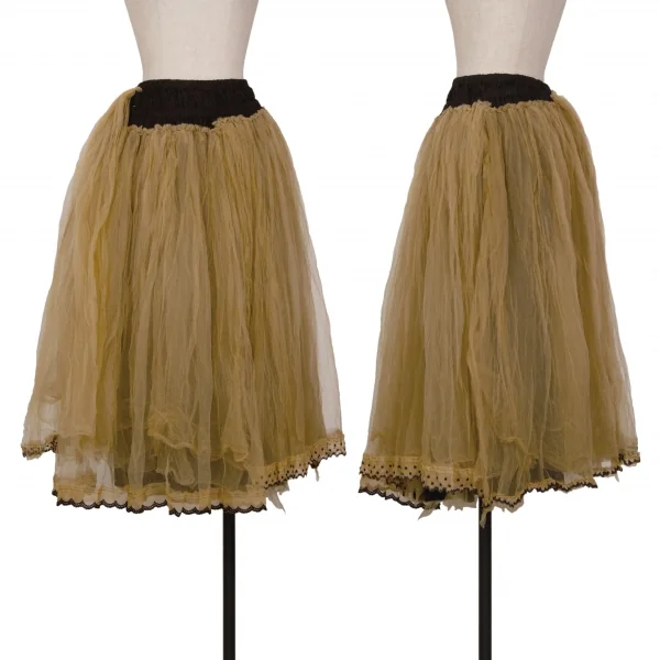 tricot COMME des GARCONS tricot Special Layered Tulle Skirt Beige,Black M K-130832_001