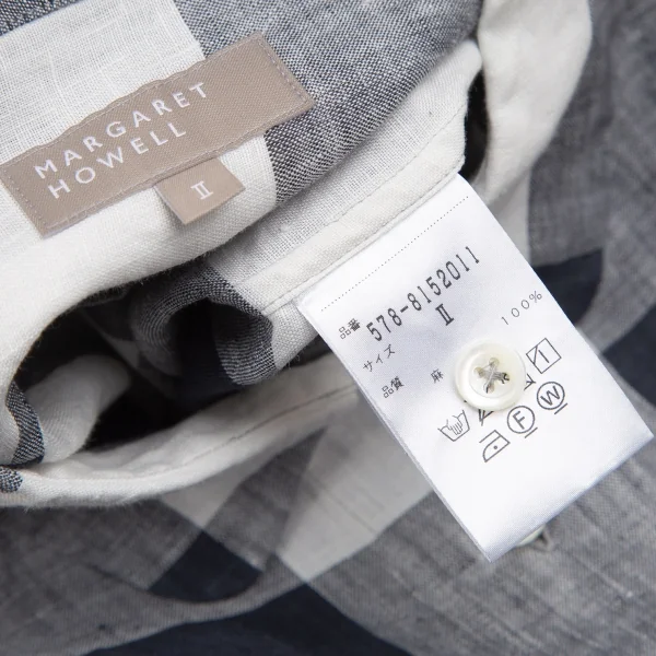 MARGARET HOWELL Linen Check Short Sleeve Shirt K-130839_011