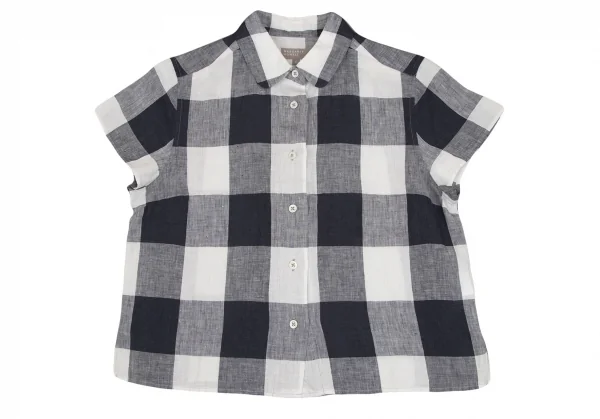 MARGARET HOWELL Linen Check Short Sleeve Shirt K-130839_002