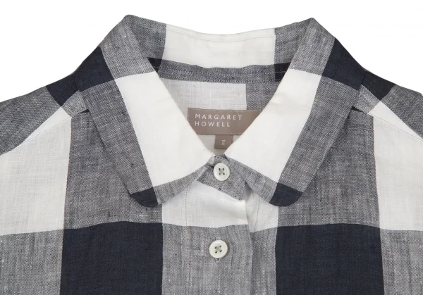 MARGARET HOWELL Linen Check Short Sleeve Shirt K-130839_003