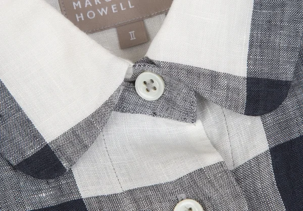 MARGARET HOWELL Linen Check Short Sleeve Shirt K-130839_004