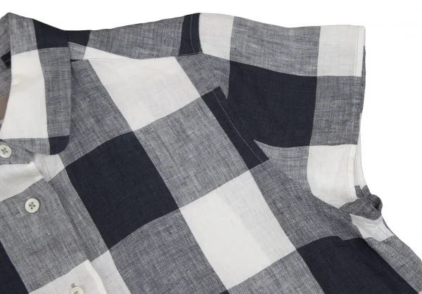 MARGARET HOWELL Linen Check Short Sleeve Shirt K-130839_005