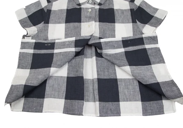 MARGARET HOWELL Linen Check Short Sleeve Shirt K-130839_007