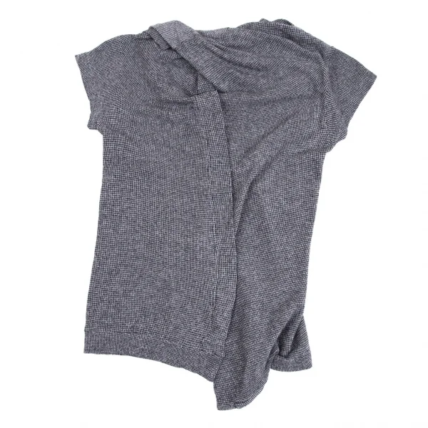 ヨウジヤマモト ノアールYohji Yamamoto NOIR コットン変形アシンメトリースナップボタン半袖シャツ 紺2 K-130847_010