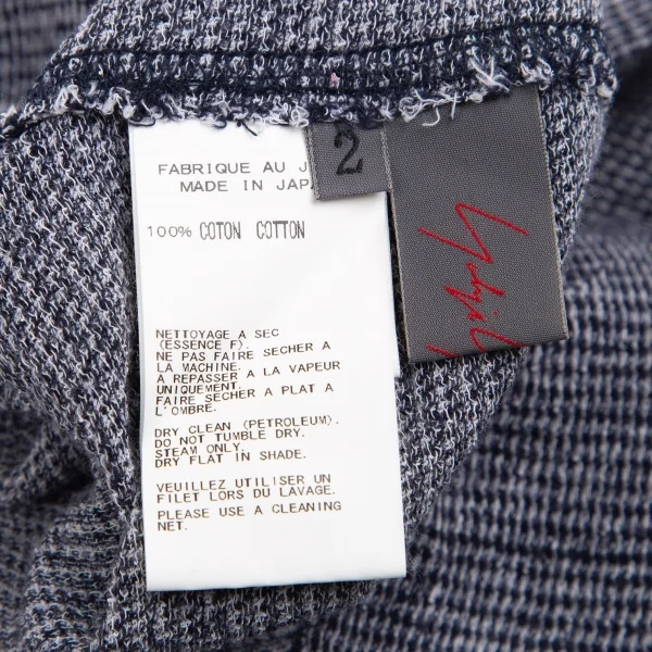 ヨウジヤマモト ノアールYohji Yamamoto NOIR コットン変形アシンメトリースナップボタン半袖シャツ 紺2 K-130847_012