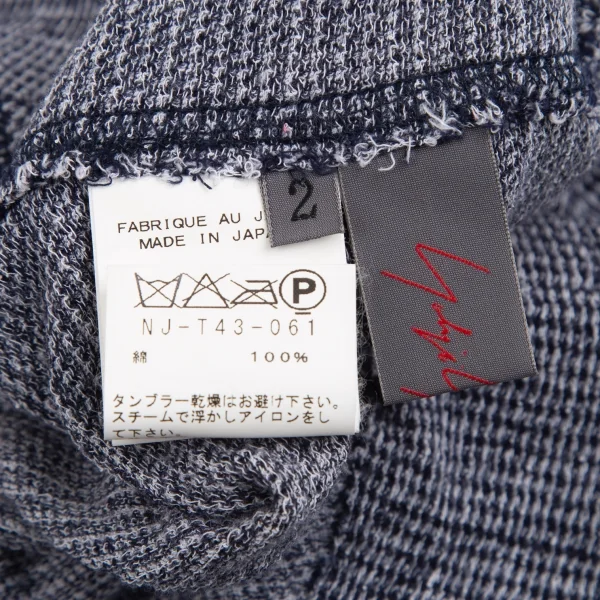 ヨウジヤマモト ノアールYohji Yamamoto NOIR コットン変形アシンメトリースナップボタン半袖シャツ 紺2 K-130847_013