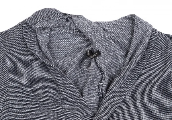 ヨウジヤマモト ノアールYohji Yamamoto NOIR コットン変形アシンメトリースナップボタン半袖シャツ 紺2 K-130847_004