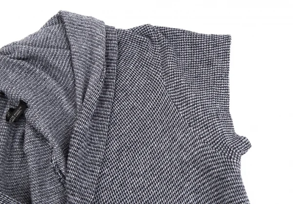 ヨウジヤマモト ノアールYohji Yamamoto NOIR コットン変形アシンメトリースナップボタン半袖シャツ 紺2 K-130847_006