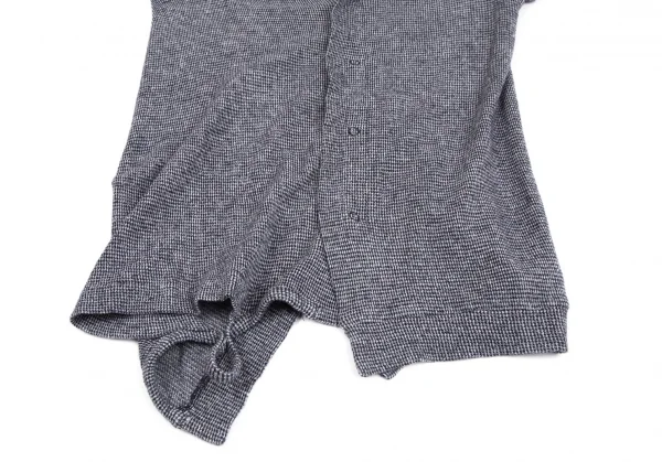 ヨウジヤマモト ノアールYohji Yamamoto NOIR コットン変形アシンメトリースナップボタン半袖シャツ 紺2 K-130847_007