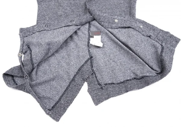 ヨウジヤマモト ノアールYohji Yamamoto NOIR コットン変形アシンメトリースナップボタン半袖シャツ 紺2 K-130847_009