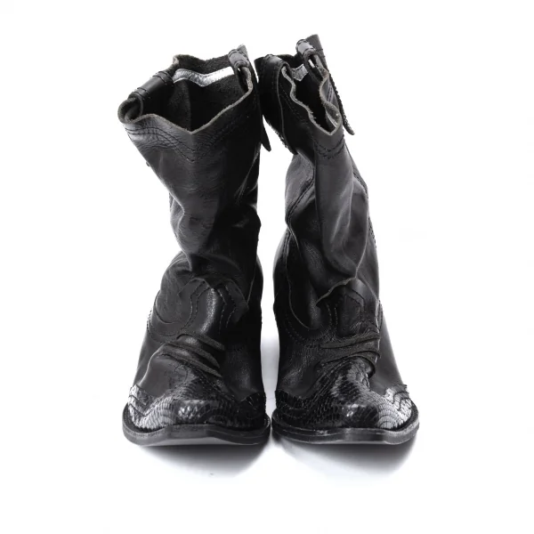 ジュンヤワタナベマンピンク コムデギャルソンJUNYA WATANABE MAN PINK COMME des GARCONS レザー切替ミドル丈ウエスタンブーツ 黒M(24cm位) K-130866_002