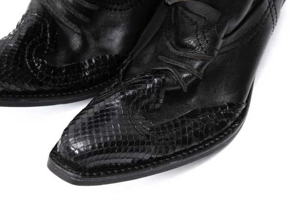 ジュンヤワタナベマンピンク コムデギャルソンJUNYA WATANABE MAN PINK COMME des GARCONS レザー切替ミドル丈ウエスタンブーツ 黒M(24cm位) K-130866_003