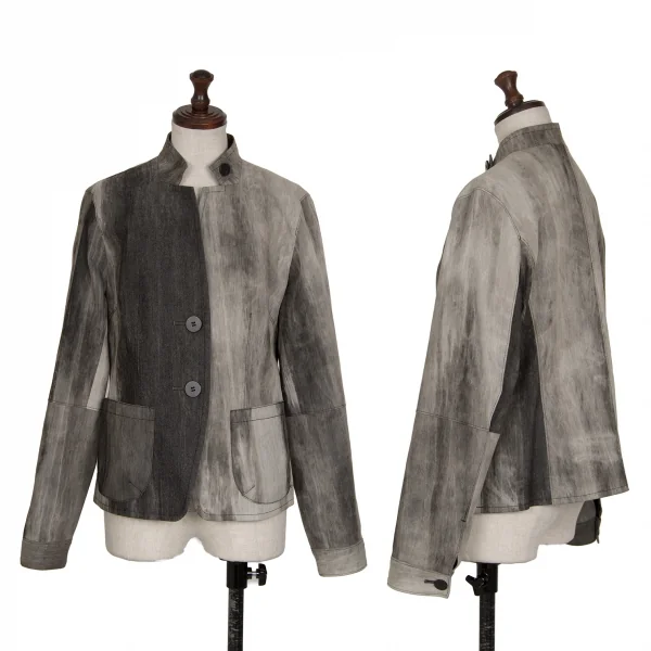 センソユニコt.b SENSOUNICO コットンナイロングラデーションバンドカラージャケット 黒グレー38 K-130872_001