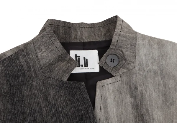 センソユニコt.b SENSOUNICO コットンナイロングラデーションバンドカラージャケット 黒グレー38 K-130872_004