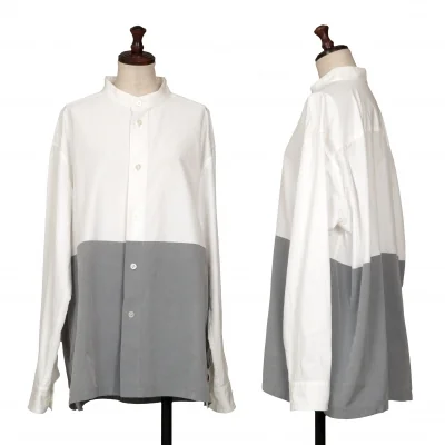 Unbranded Switching Mao Collar Long Sleeve Shirt