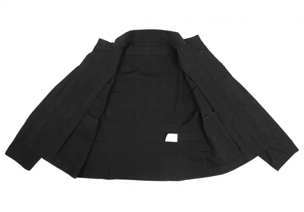 イッセイミヤケISSEY MIYAKE 格子織りスタンドカラーセットアップスーツ 黒S位 1 K-130889_012