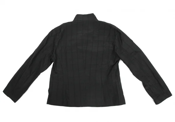 イッセイミヤケISSEY MIYAKE 格子織りスタンドカラーセットアップスーツ 黒S位 1 K-130889_013