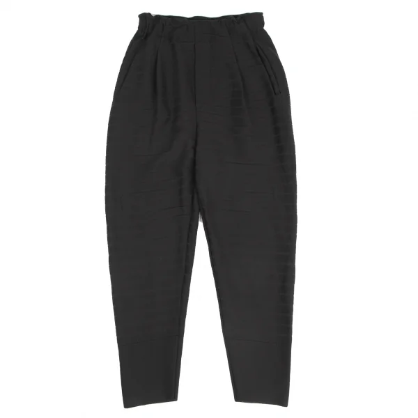 イッセイミヤケISSEY MIYAKE ポリナイロンストレッチボーダーイージーパンツ 黒1 K-130890_001