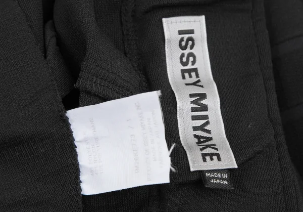 イッセイミヤケISSEY MIYAKE ポリナイロンストレッチボーダーイージーパンツ 黒1 K-130890_015