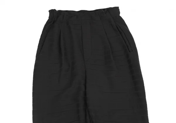 イッセイミヤケISSEY MIYAKE ポリナイロンストレッチボーダーイージーパンツ 黒1 K-130890_002