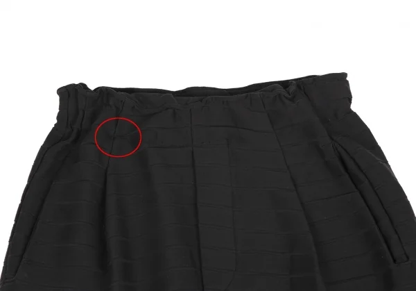 イッセイミヤケISSEY MIYAKE ポリナイロンストレッチボーダーイージーパンツ 黒1 K-130890_003