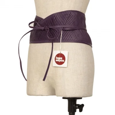 ISSEY MIYAKE Pleats Switching Leather Belt