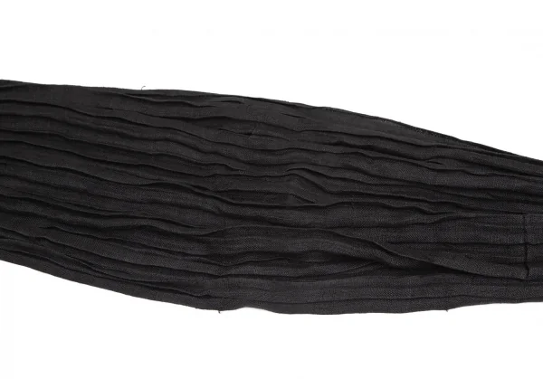 イッセイミヤケISSEY MIYAKEリネンシワプリーツ切替ベルト 黒M K-130923_003