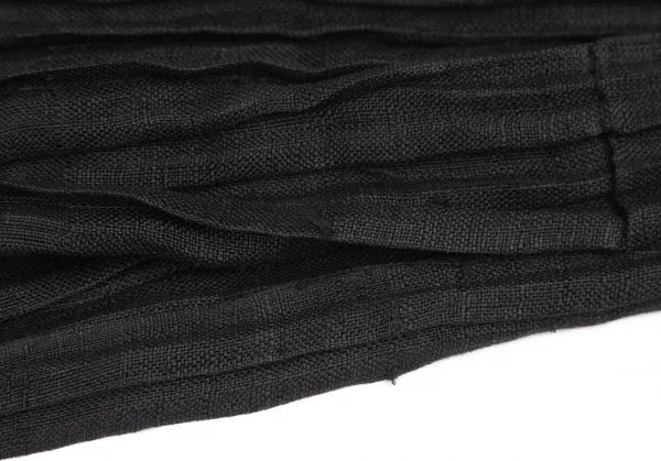 イッセイミヤケISSEY MIYAKEリネンシワプリーツ切替ベルト 黒M K-130923_004