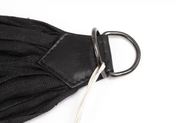 イッセイミヤケISSEY MIYAKEリネンシワプリーツ切替ベルト 黒M K-130923_005