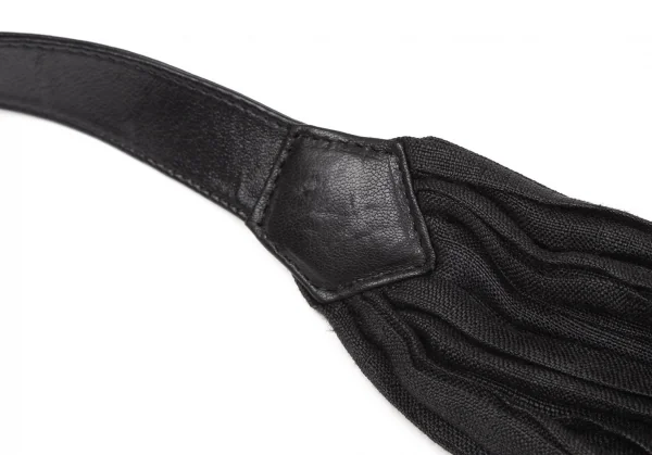 イッセイミヤケISSEY MIYAKEリネンシワプリーツ切替ベルト 黒M K-130923_006