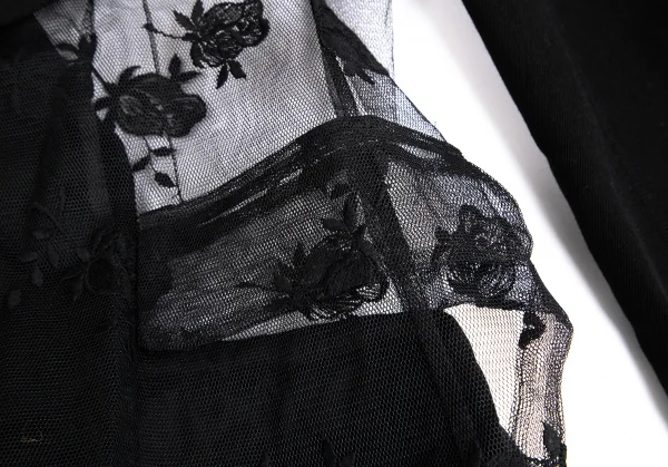 コムデギャルソンCOMME des GARCONS薔薇刺繍ネット切替デザインジャケット 黒M K-130927_011