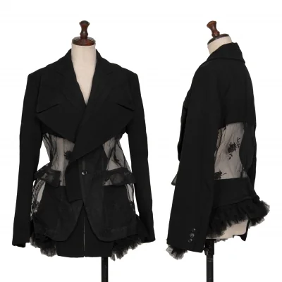 COMME des GARCONS Rose Embroidery Mesh Switching Design Jacket