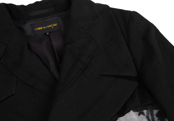 コムデギャルソンCOMME des GARCONS薔薇刺繍ネット切替デザインジャケット 黒M K-130927_004