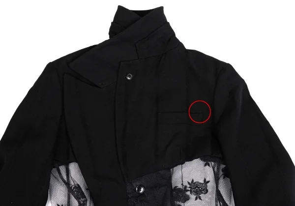 コムデギャルソンCOMME des GARCONS薔薇刺繍ネット切替デザインジャケット 黒M K-130927_005