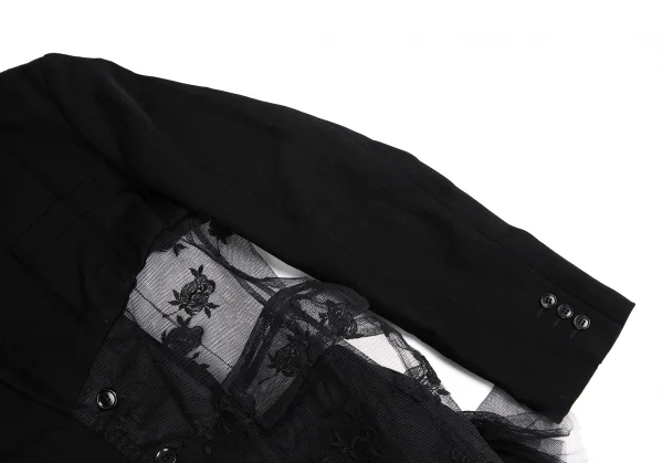 コムデギャルソンCOMME des GARCONS薔薇刺繍ネット切替デザインジャケット 黒M K-130927_008