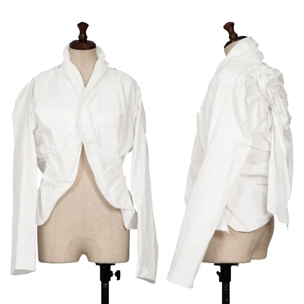 COMME des GARCONS Back Ribbon Gather Poly Jacket White S K-130930_001