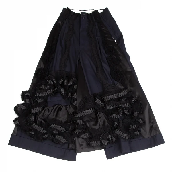 COMME des GARCONS Decorative Stripes Wide Pants Navy,Black M K-130937_001
