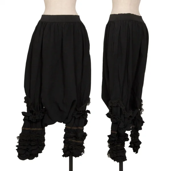 COMME des GARCONS Dyed Poly Fulling Frill Dropped Crotch Pants Black M K-130938_001